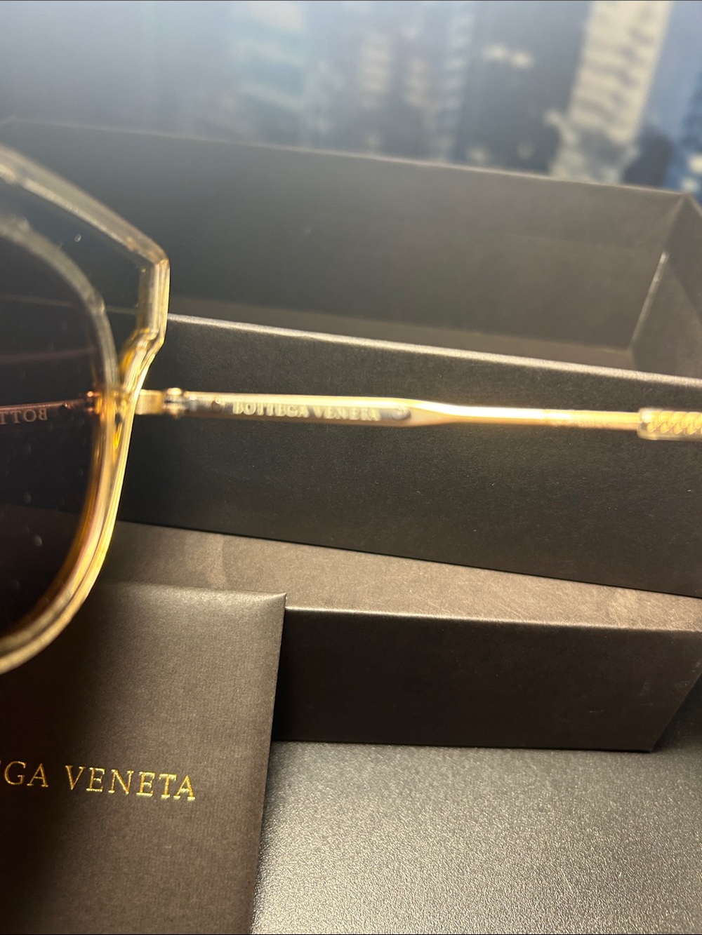Bottega Veneta Gold Frame Sunglasses with Brown Lenses - Picture 5 of 8